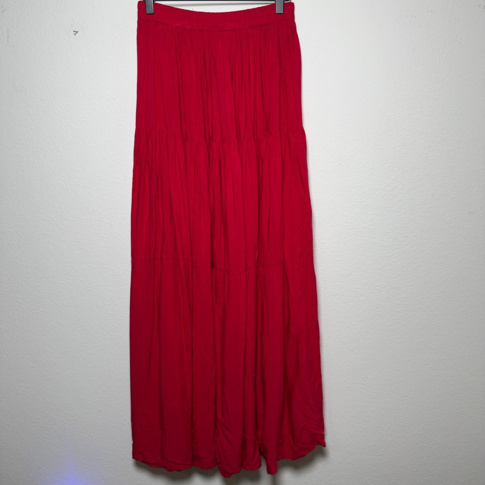 VTG 80s Diamond L Women Western Maxi Skirt Tiered Broomstick USA Boho Fairy